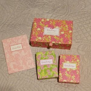 Lilly Pulitzer Floral Pink and Green Playing Cards and Score Pad NIB